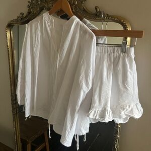 Amazon Women's White Ruffle Hem Shorts